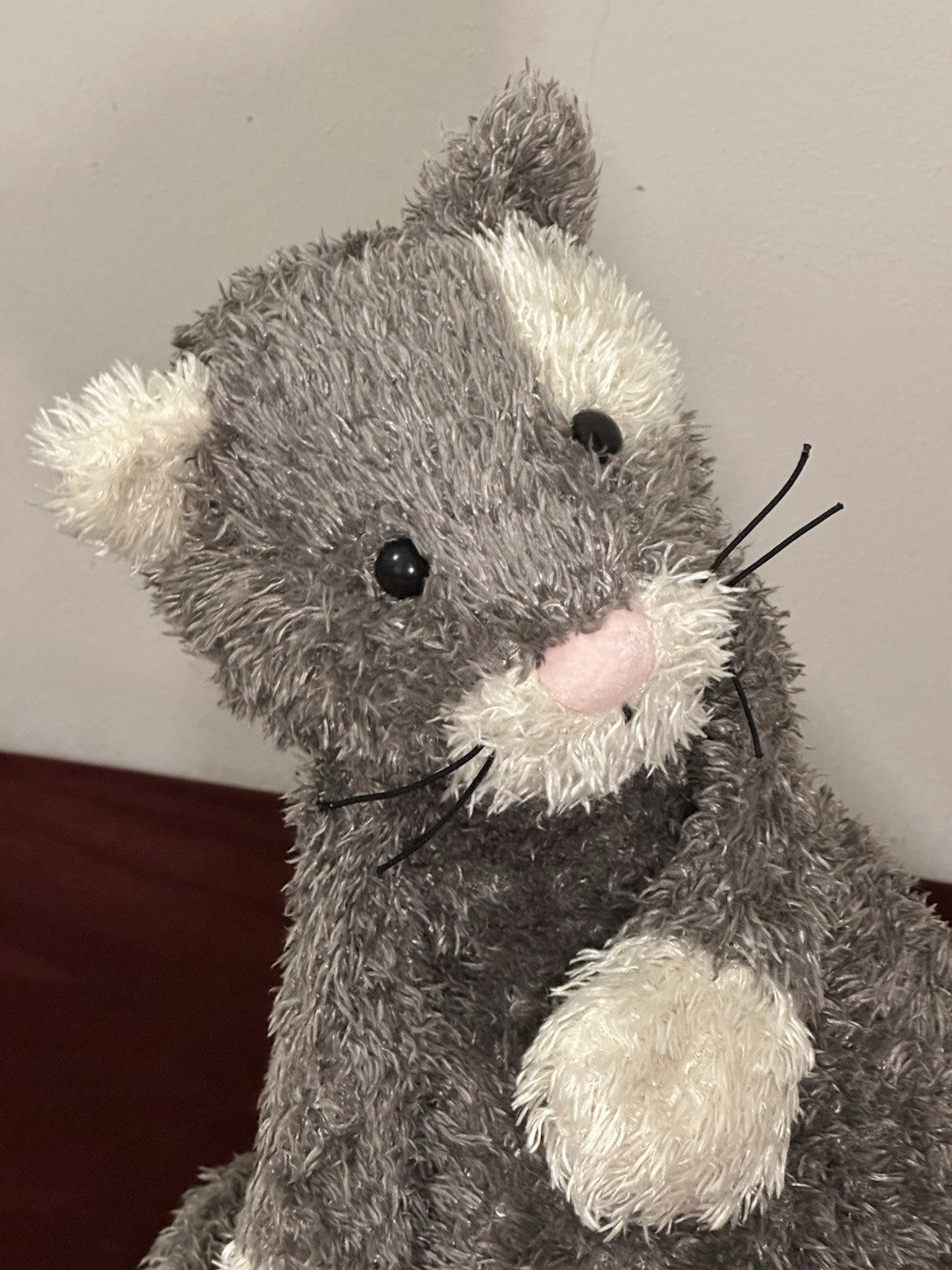 Jellycat Bunglie Grigio Crema Patch Gatto Raro Vintage Gattino Ritirato Giocattolo Morbido 15"-