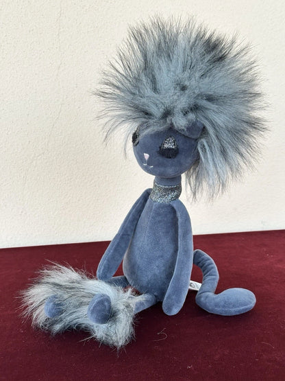 Peluche Jellycat Swellegant Gattino Gatto Giocattolo Morbido Scintillante Grigio Scuro Vellutato Ritirato