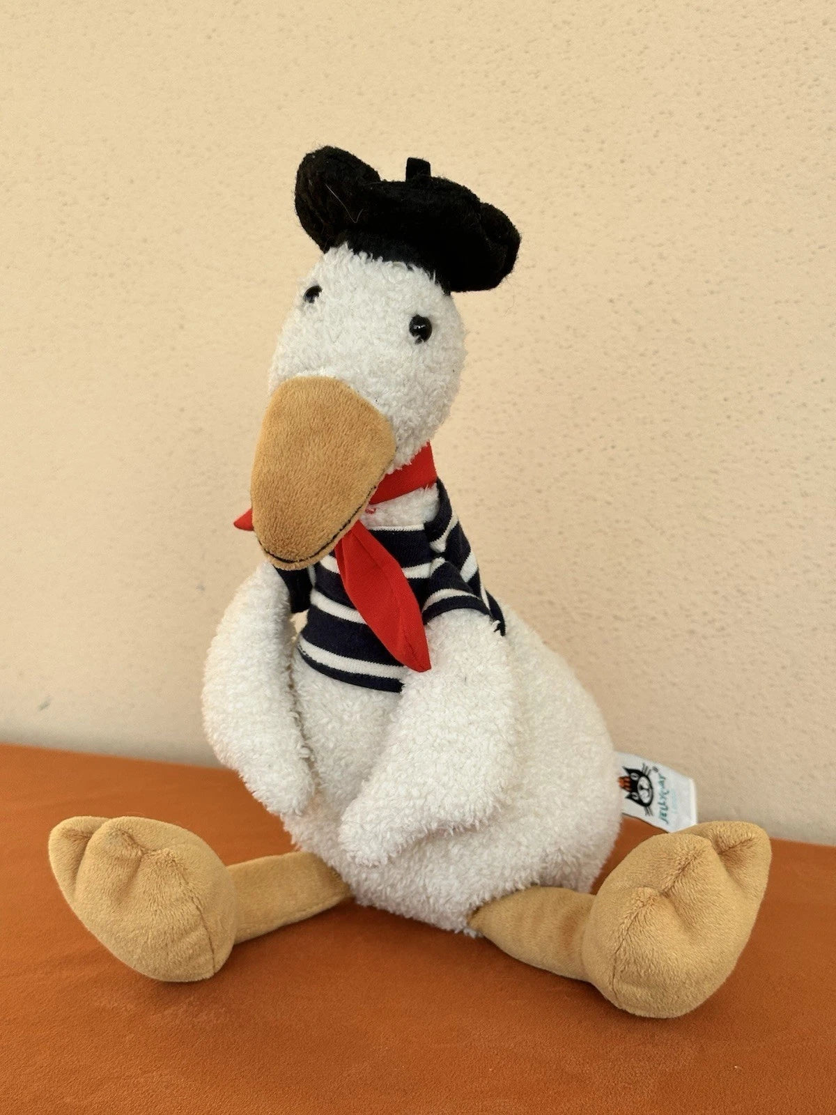 Peluche uccellino giocattolo morbido anatra vestita francese Jellycat Gaston Goose raro pensionato