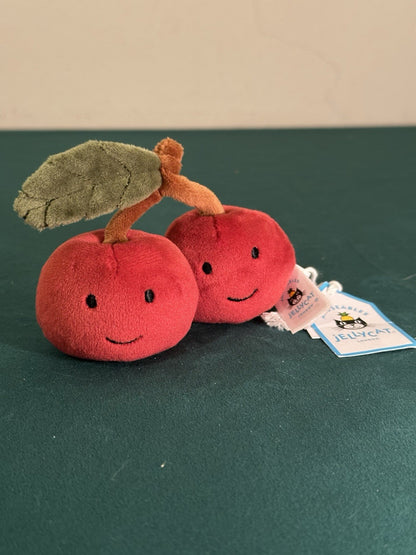 NUOVO Jellycat divertente favoloso frutto ciliegie nuovo con etichette morbido giocattolo peluche ritirato raro-