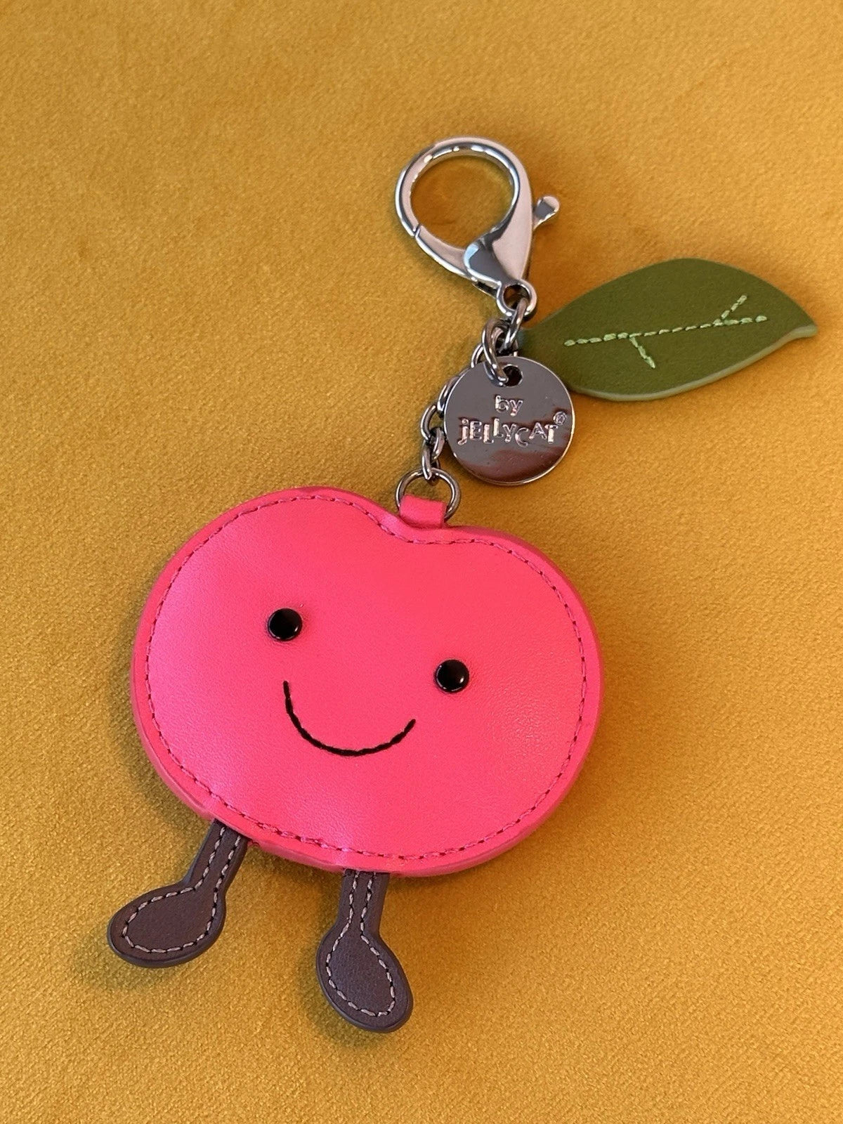 Jellycat Amuseables Cherry Bag Charm BNWOT Leather Keyring Retired Keychain