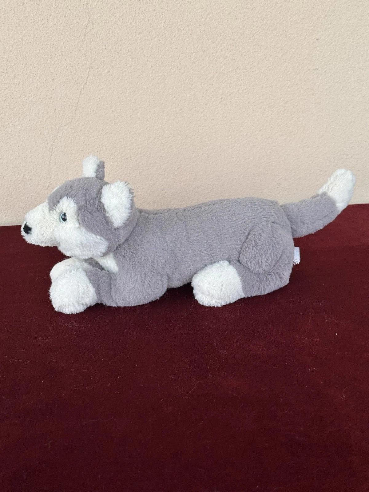Peluche Jellycat Little Hudson Husky giocattolo morbido sdraiato piccolo cucciolo cane pensionato