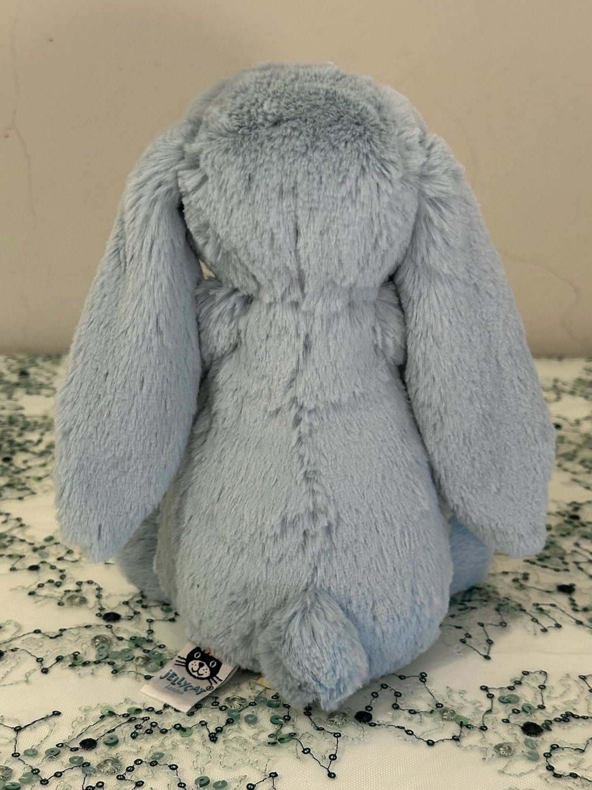 Jellycat Medium Bashful Aqua Blossom coniglietto ritirato raro blu con fiore coniglio-