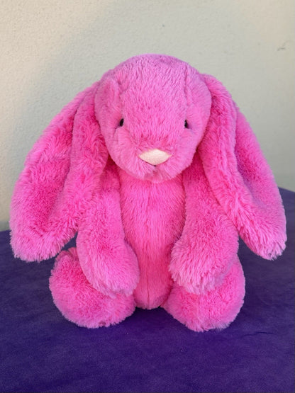 Peluche Jellycat Medium Bashful Hot Pink Bunny Neon Fucsia Coniglio Raro Ritirato 12"-