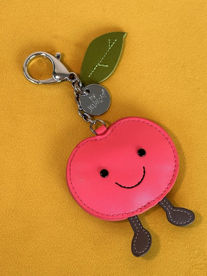 Jellycat Amuseables Cherry Bag Charm BNWOT Leather Keyring Retired Keychain
