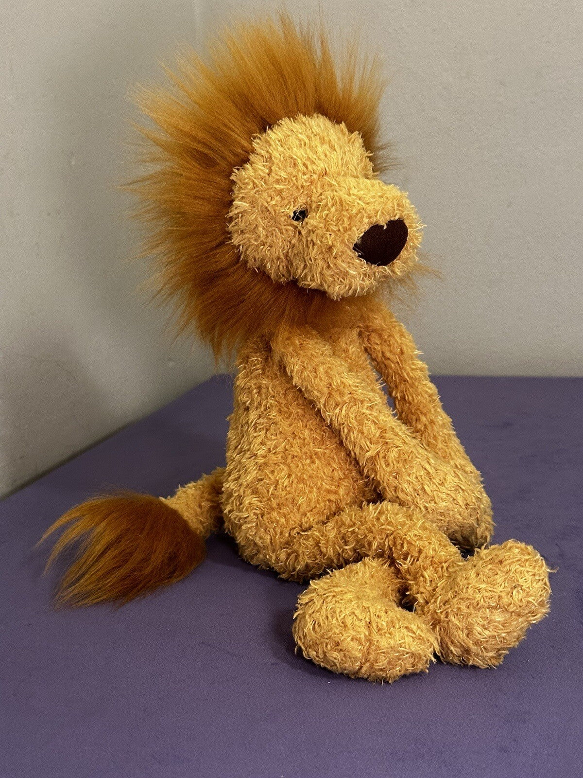 Peluche Jellycat Wild Thing Lion gambe lunghe fagiolo coccoloso morbido raro ritirato-