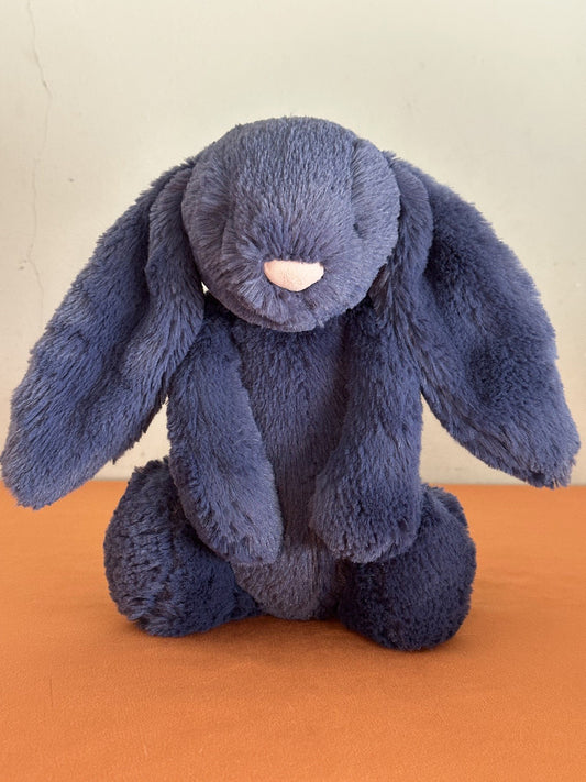 Jellycat Medium Bashful Navy Bunny nuovo senza etichette blu ritirato raro coniglio peluche cm.31-