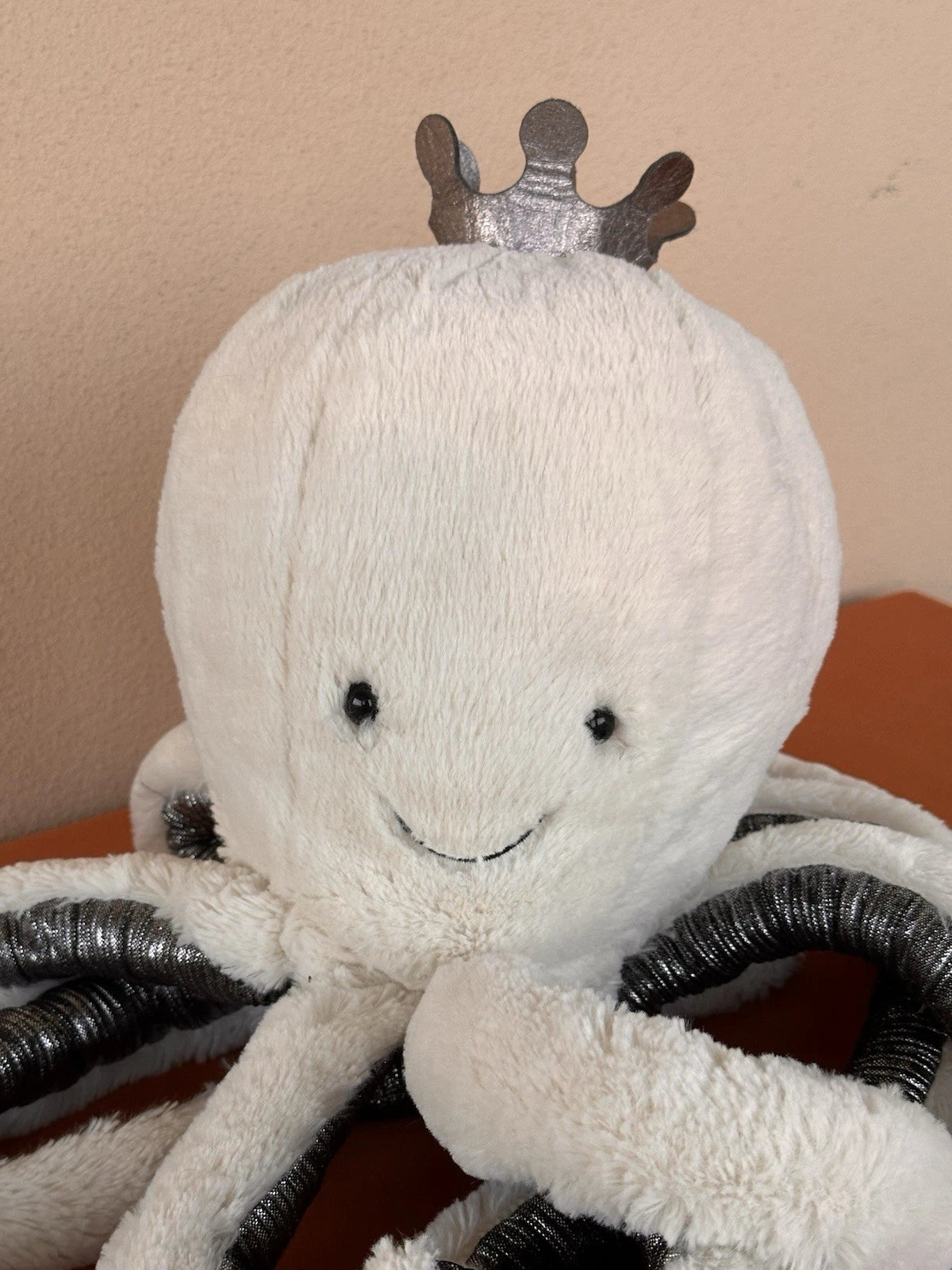 Jellycat Large Cosmo Octopus Silver Crown White Squid Sea Creature Rare Retired