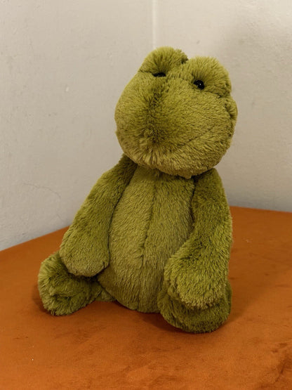 Peluche giocattolo morbido Jellycat Medium Bashful Frog occhi piccoli raro rana verde in pensione-