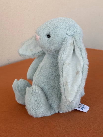 Jellycat Small Bashful Sparklet Bunny Sage Green with Silver Stars Rabbit