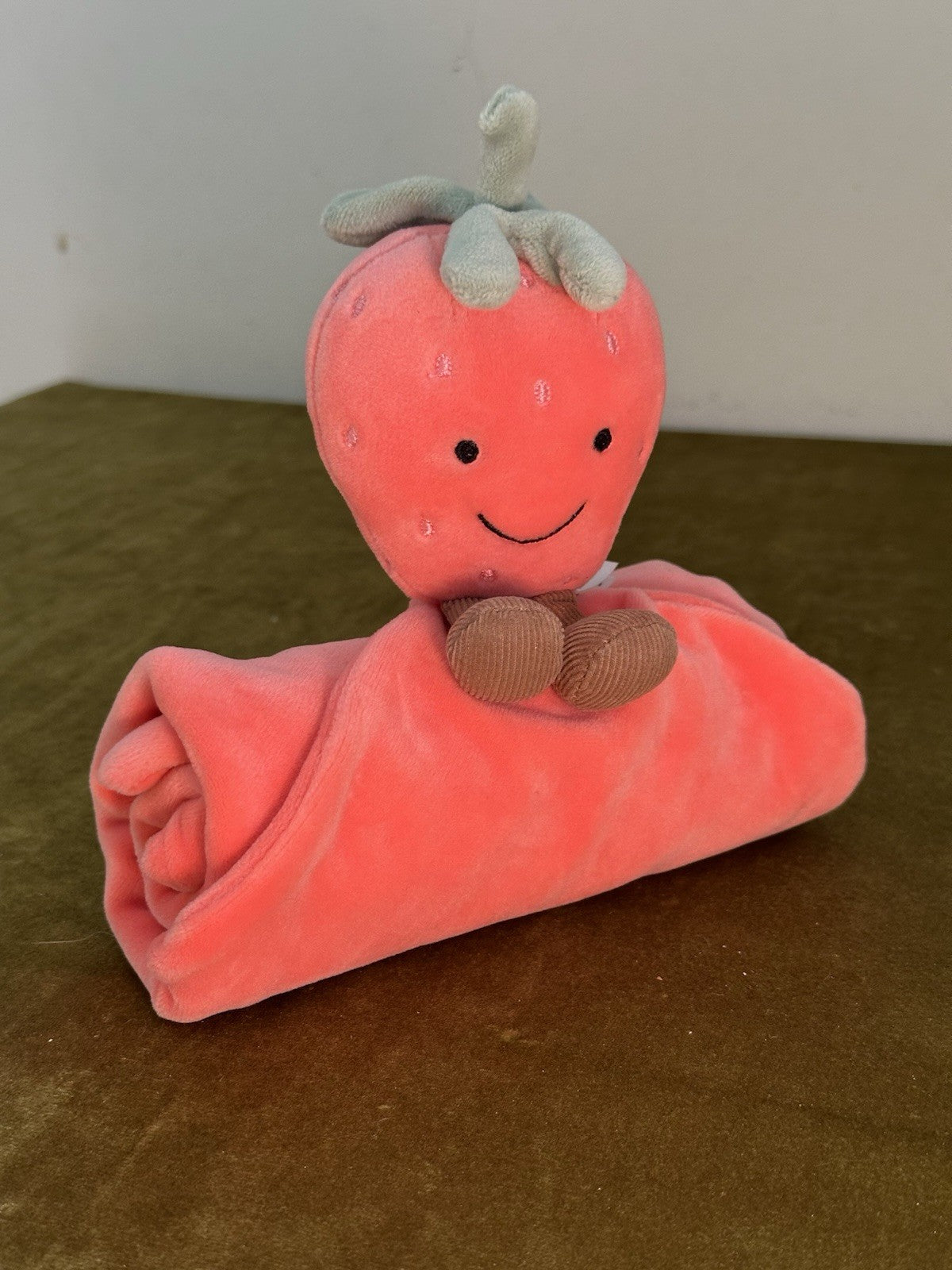 Jellycat Succhietto Fragola Divertente Nuovo Senza Etichetta Morbido Rosa Trapuntino Raro Ritirato-