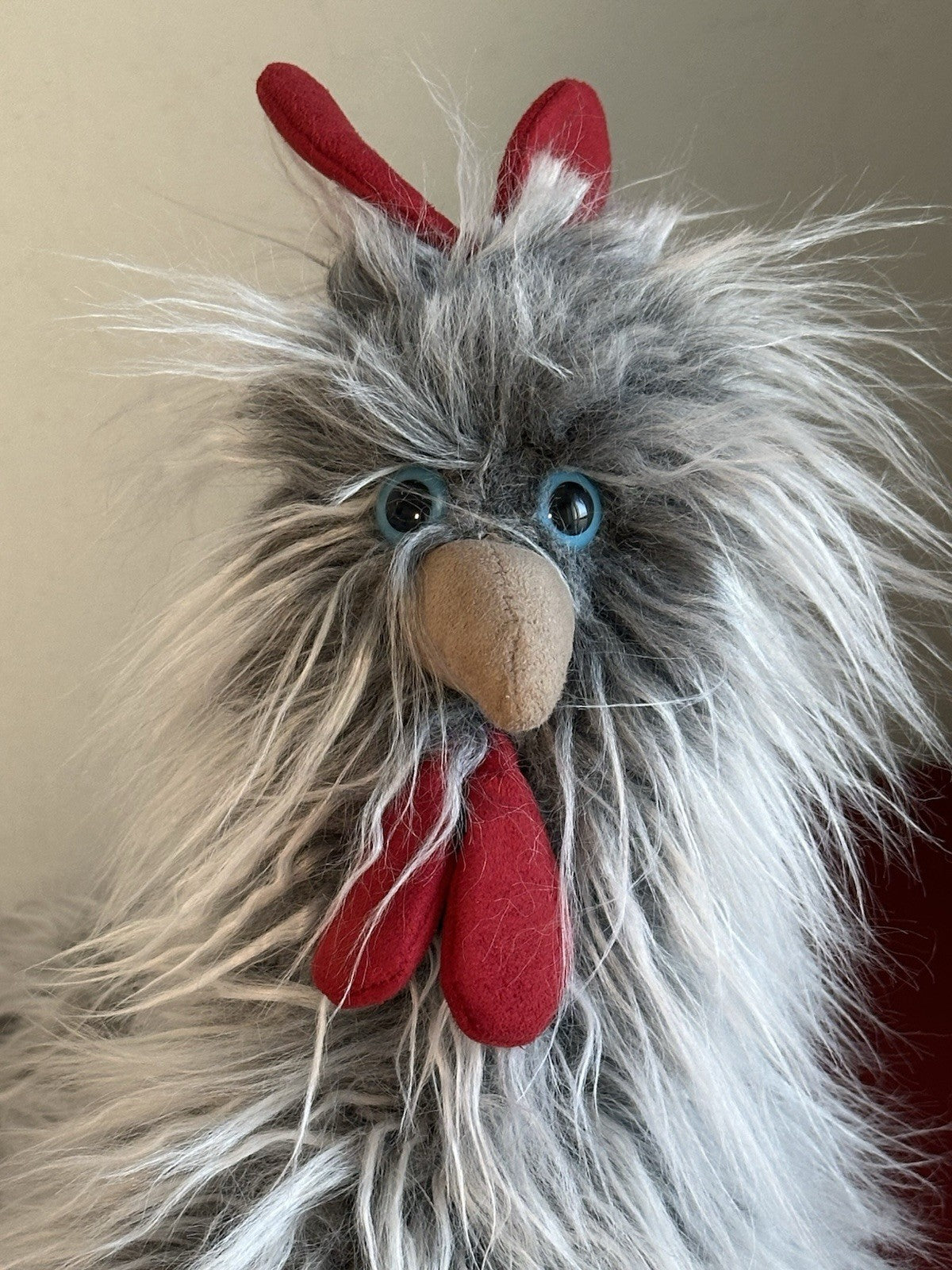 Peluche Jellycat Roger Rooster nuovo senza etichette 13" grigio pollo occhi azzurri raro ritirato 2015-