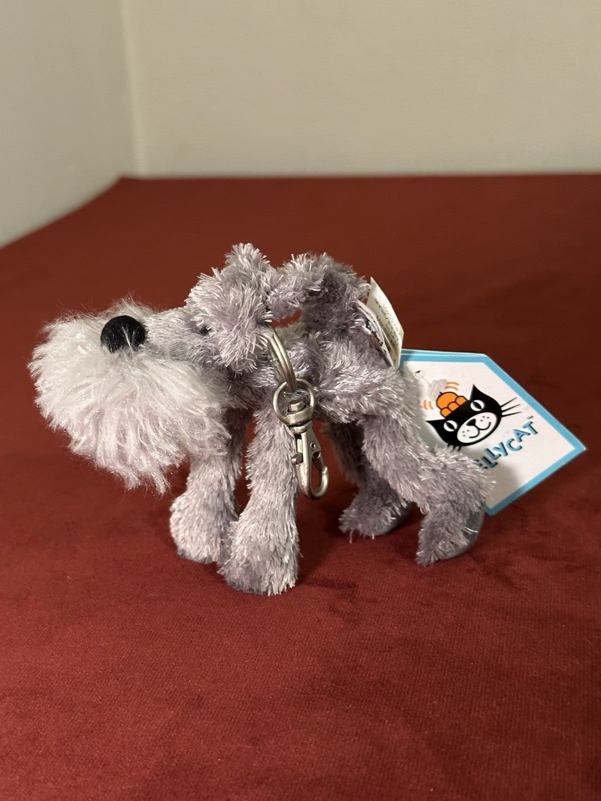NUOVO portachiavi cane Jellycat Alley nuovo con etichette piccolo cucciolo borsa ciondolo HTF grigio cucciolo portachiavi-