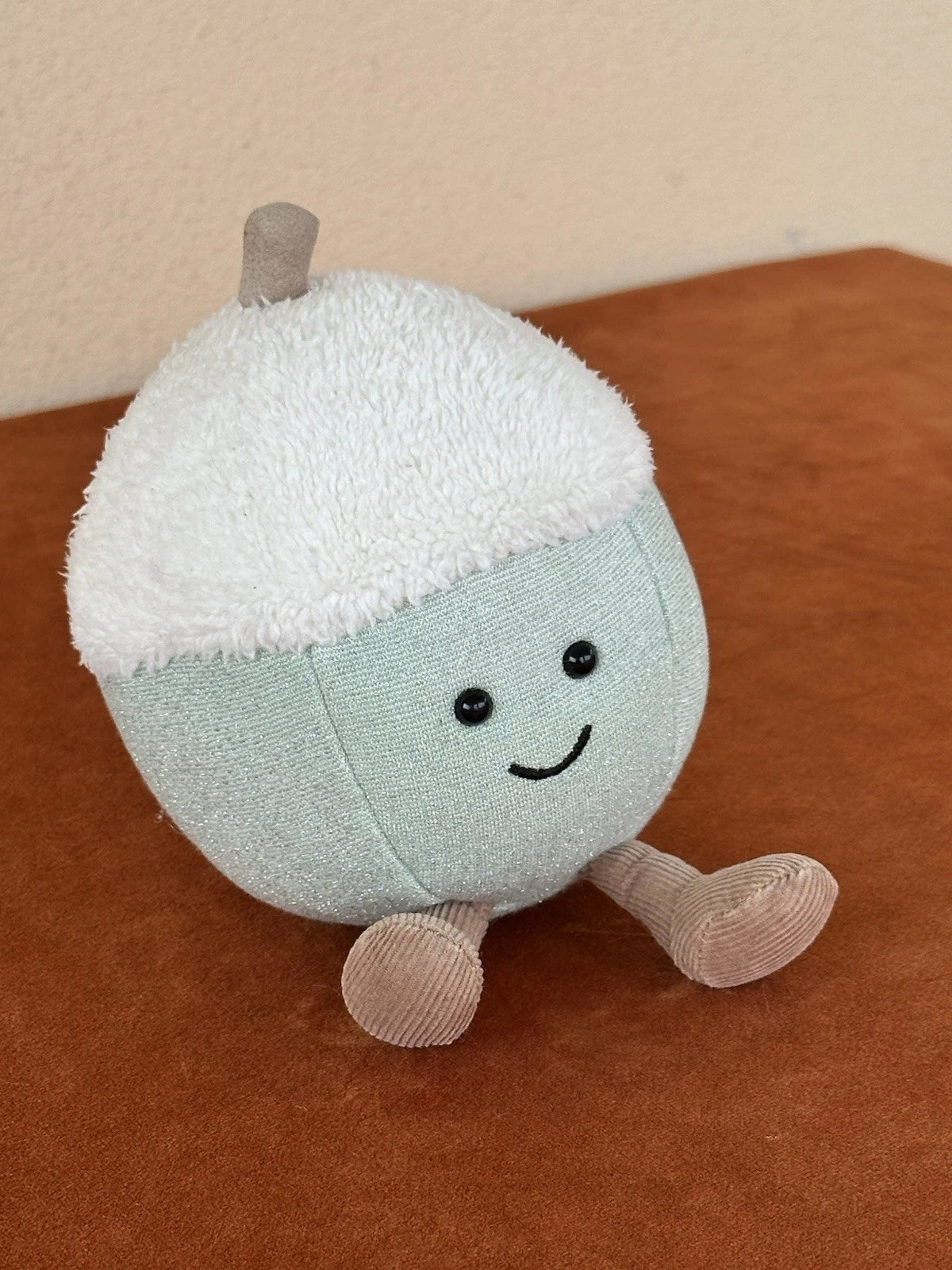 Peluche ghianda Jellycat divertente glitter invernale verde chiaro giocattolo morbido raro