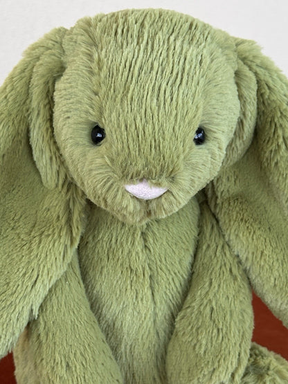 Peluche Jellycat Medium Bashful Moss Bunny nuovo senza etichette verde raro coniglio giocattolo morbido-