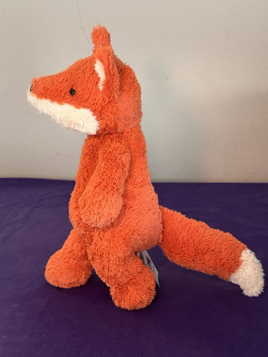 NUOVO Jellycat Cushy Fox NUOVO CON ETICHETTE Vivid Orange Fox peluche giocattolo morbido ritirato medio 12"-