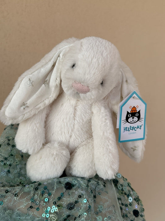 NUOVO Jellycat Small Bashful Twinkle Bunny nuovo con etichette coniglio in pensione peluche-