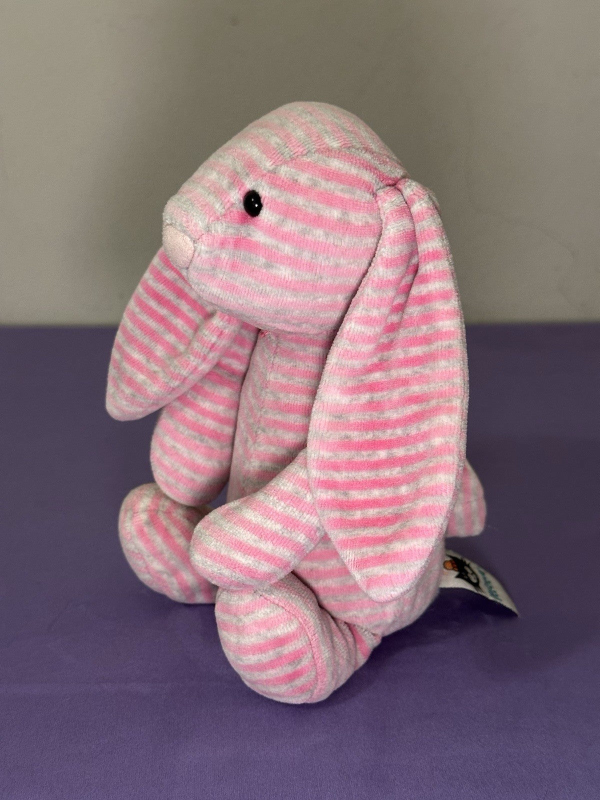 Jellycat Edizione Speciale Bonnie Bashful Bunny Raro Ritirato Rigato Rosa Grigio-
