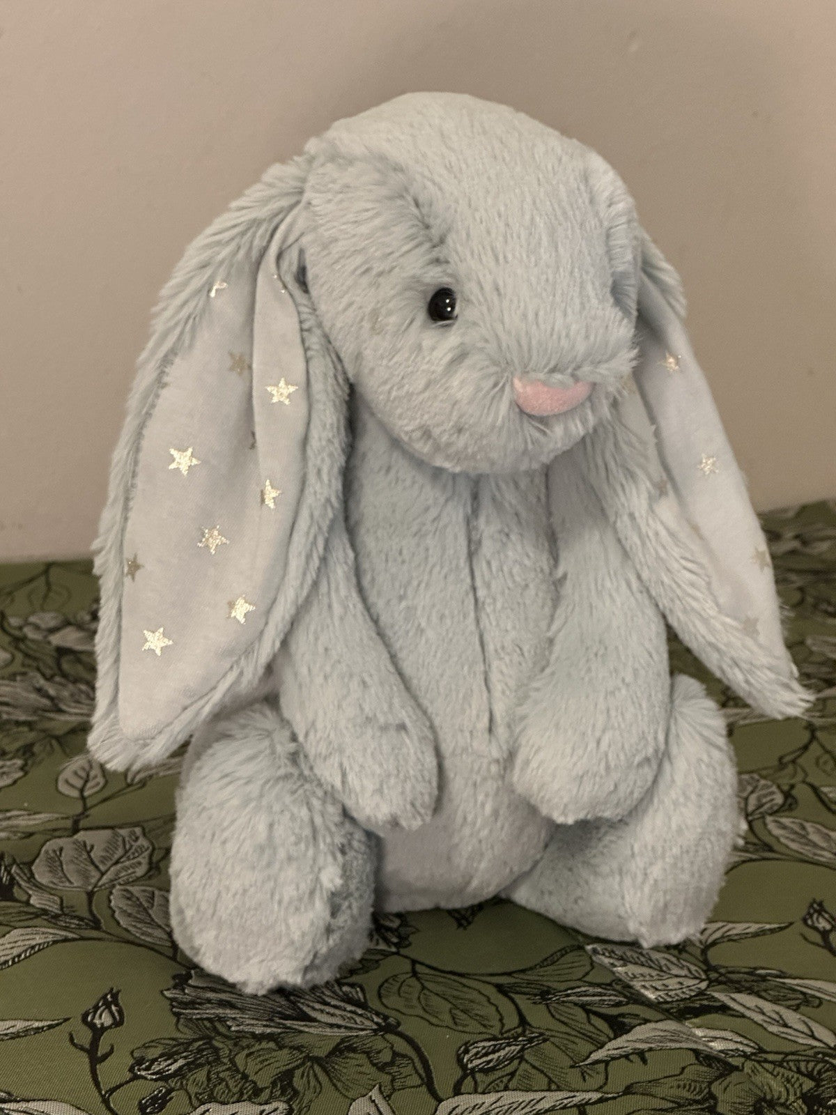 Coniglietto Jellycat Medium Bashful Sparklet nuovo senza etichette verde salvia con stelle argento coniglio-