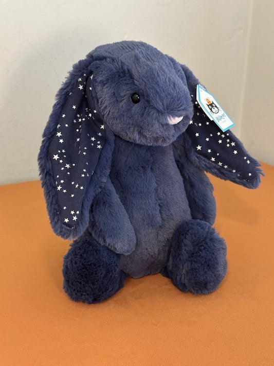 NUOVO coniglietto Jellycat Medium Bashful Stardust nuovo con etichette blu navy con stelle raro coniglio-