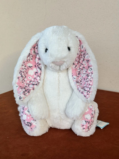 NUOVO coniglietto Jellycat Medium Bashful crema fiori ciliegio nuovo con etichette coniglio in pensione peluche