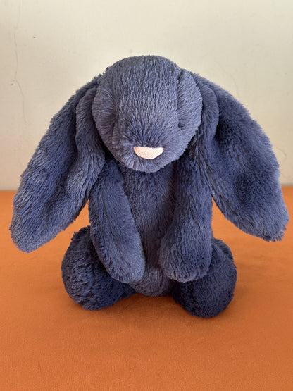 Jellycat Medium Bashful Navy Bunny nuovo senza etichette blu ritirato raro coniglio peluche cm.31-
