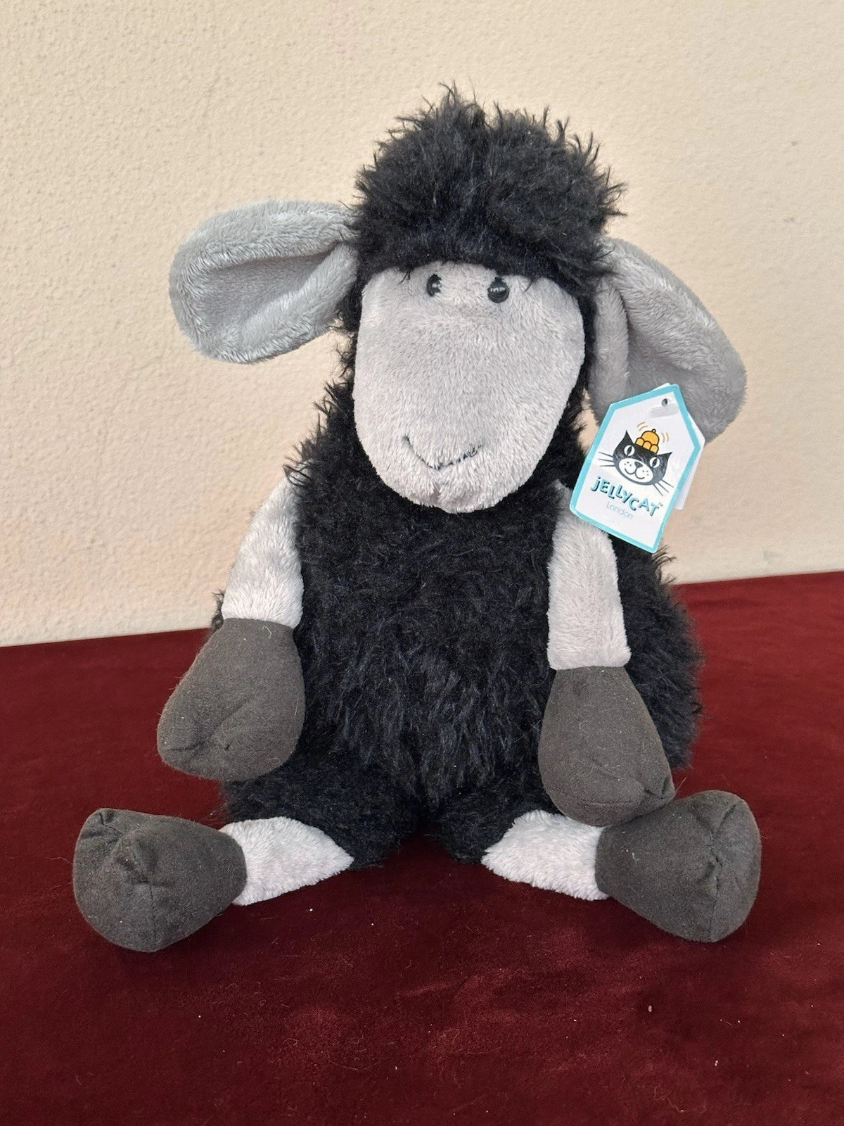 NUOVO Jellycat Tiggalope Pecora Nera Nuovo con etichette Ritirato Giocattolo Morbido Raro Peluche Agnello cm36