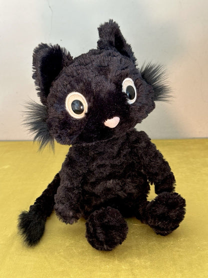 Jellycat Dapperdots gatto nuovo senza etichette nero soffice occhi grandi testurizzato gatto pensionato 12"-
