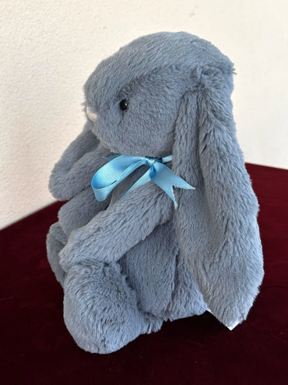 Jellycat Medium Bashful Dusky Blue Bunny BNWOT Retired Dust Blue Rabbit Plush