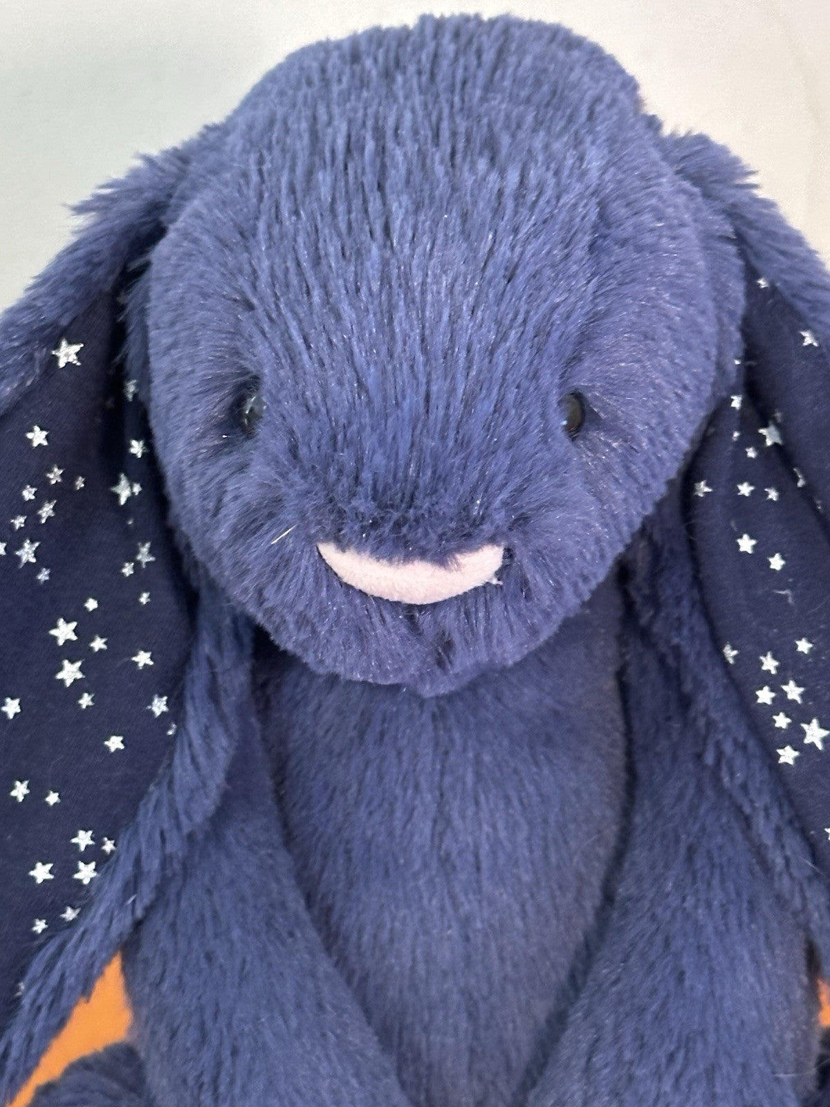 Jellycat Medium Bashful Stardust Bunny nuovo senza etichette blu navy con stelle raro coniglio cm.31-