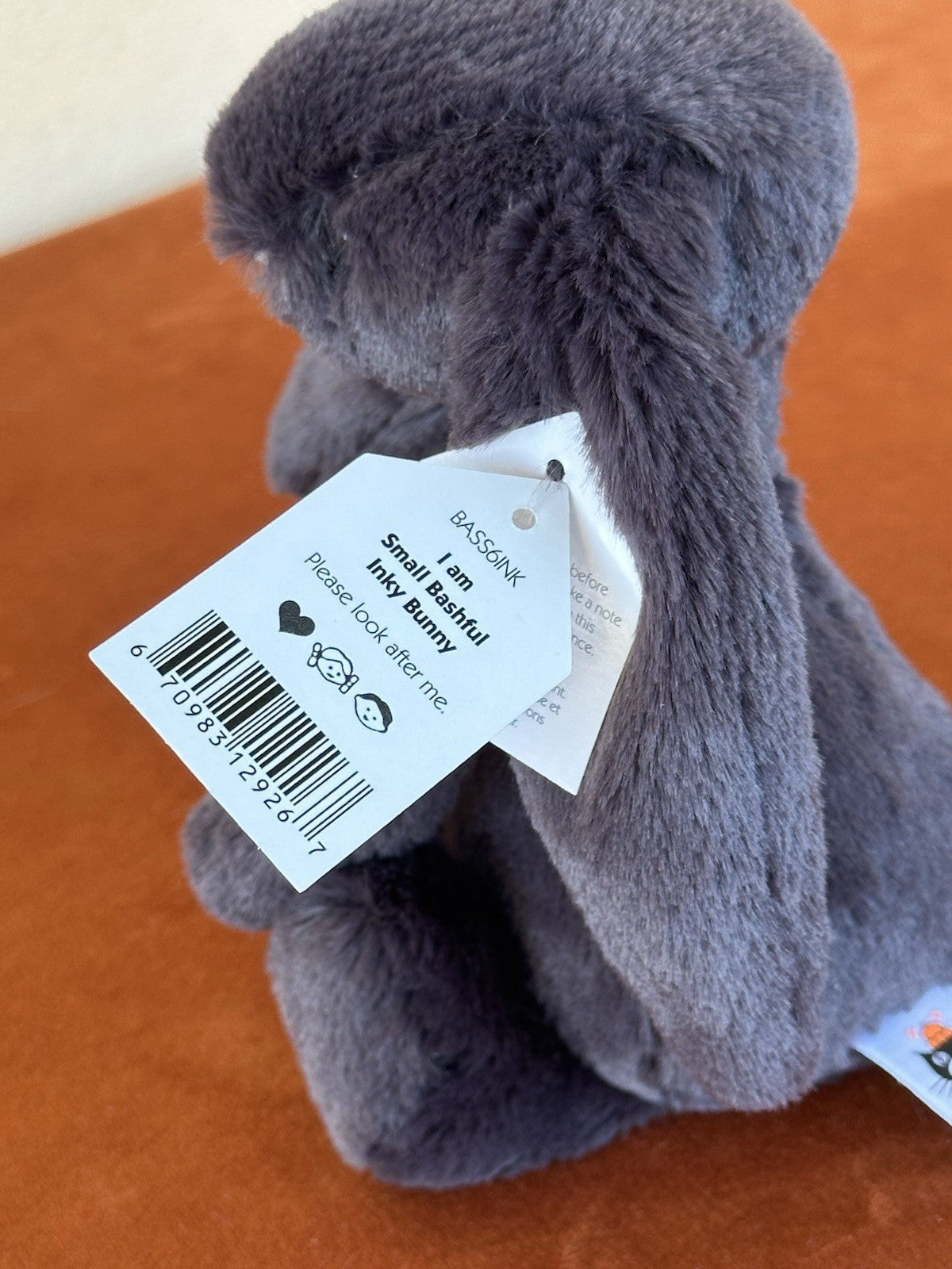 NUOVO Jellycat Small Bashful Inky Bunny nuovo con etichette grigio scuro coniglio ritirato raro peluche-