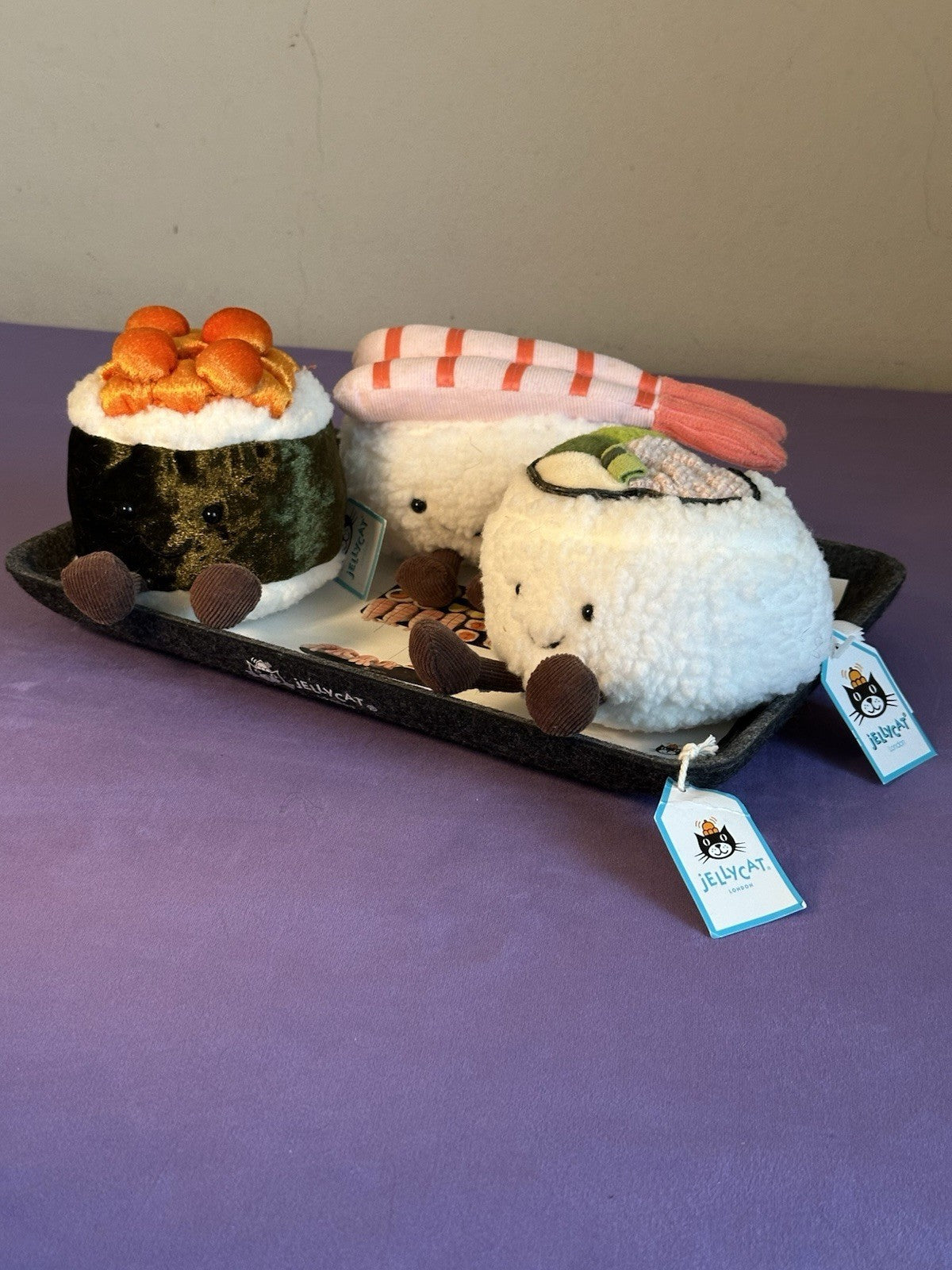 NUOVO Jellycat Set Silly Sushi Maki, Nigiri, California e vassoio ritirato tutto nuovo con etichette-