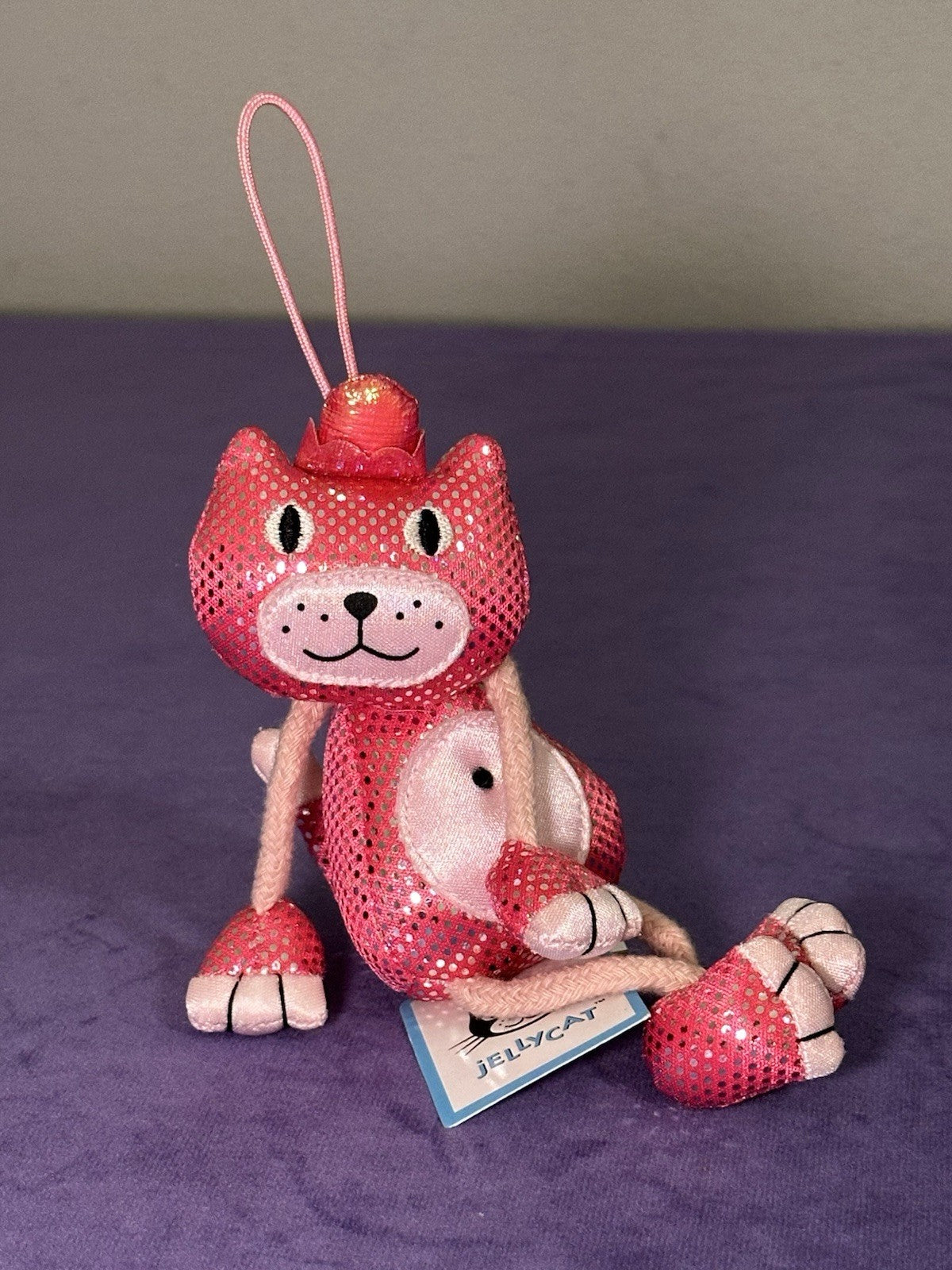 Mascotte giocattolo Jellycat Dingly Dangly Pink Jellycat nuova con etichette scintillante ritirata rara-