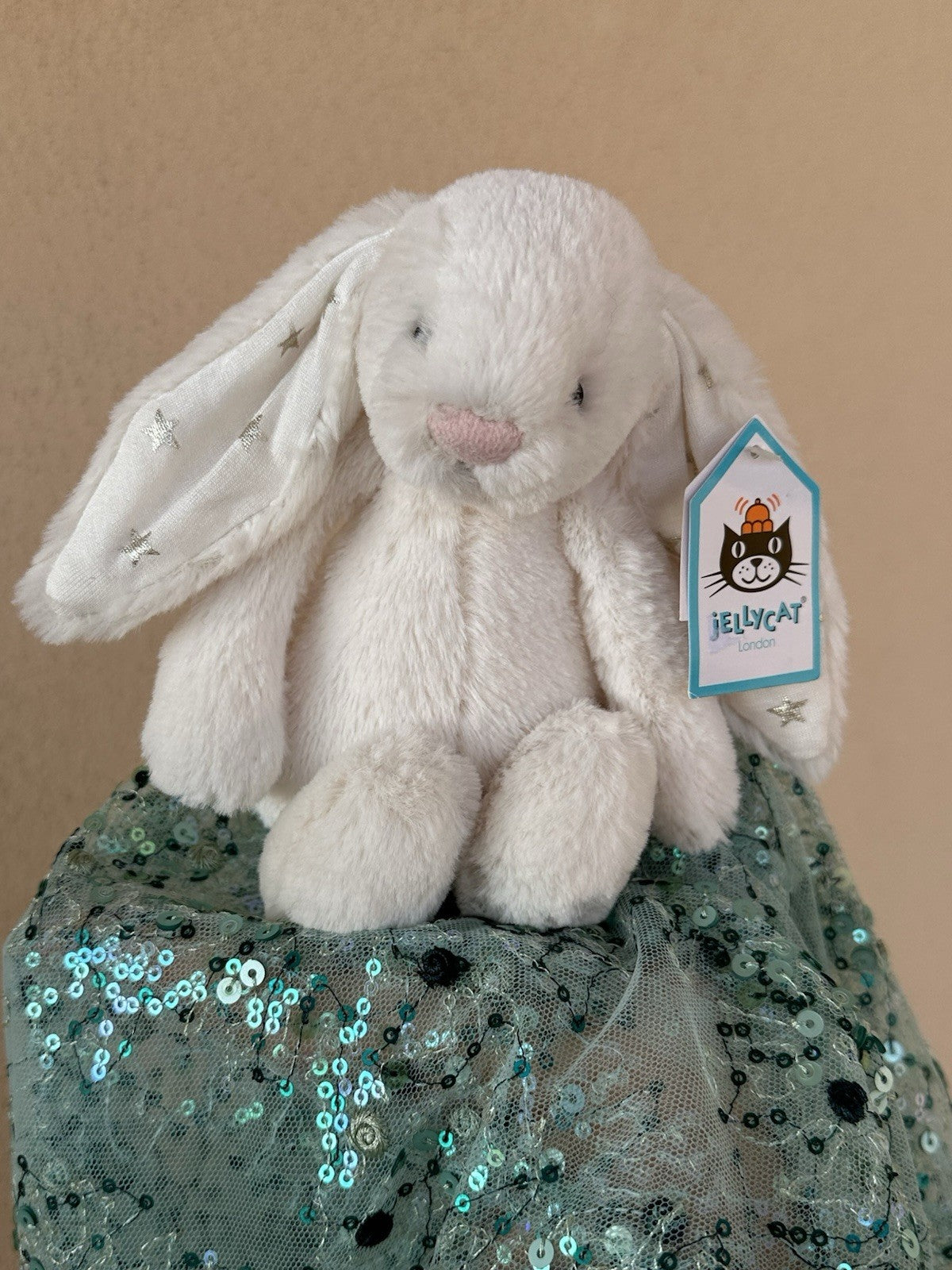 NUOVO Jellycat Small Bashful Twinkle Bunny nuovo con etichette coniglio in pensione peluche-