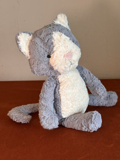 Jellycat Tuffet Cat nuovo senza etichette raro gattino grigio e panna in pensione peluche gattino giocattolo morbido-