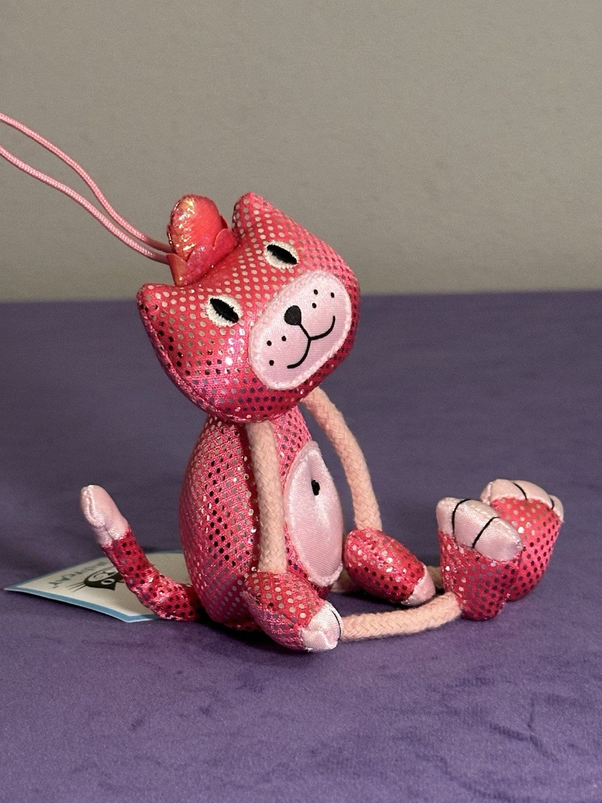 Mascotte giocattolo Jellycat Dingly Dangly Pink Jellycat nuova con etichette scintillante ritirata rara-