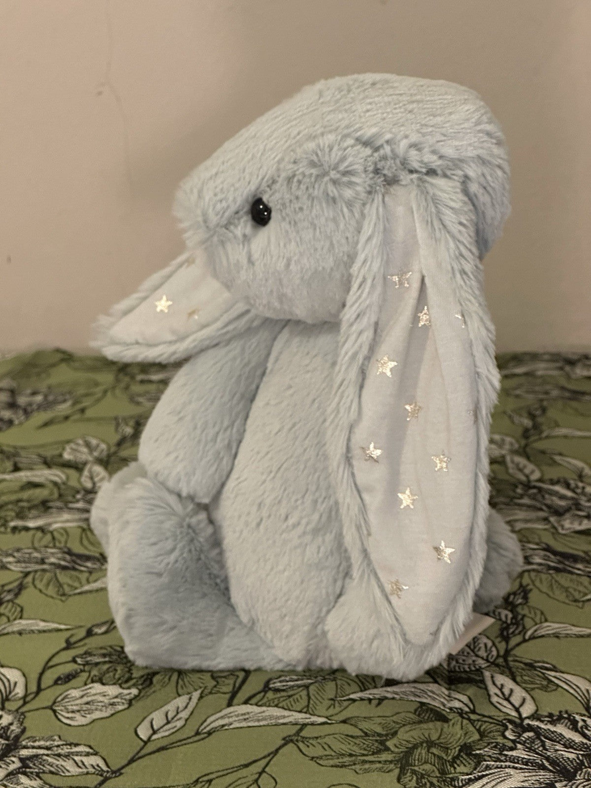 Coniglietto Jellycat Medium Bashful Sparklet nuovo senza etichette verde salvia con stelle argento coniglio-