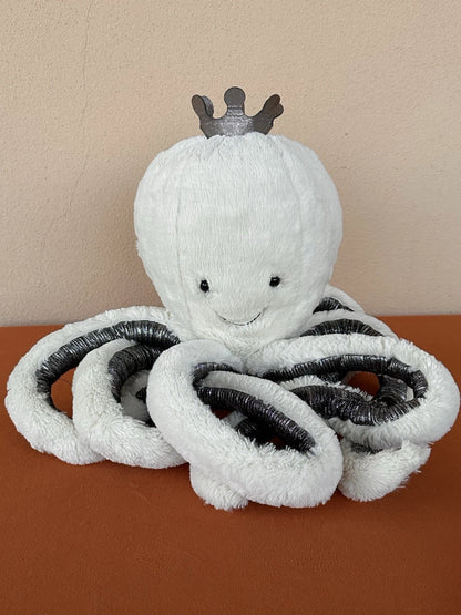 Jellycat Large Cosmo Octopus Silver Crown White Squid Sea Creature Rare Retired