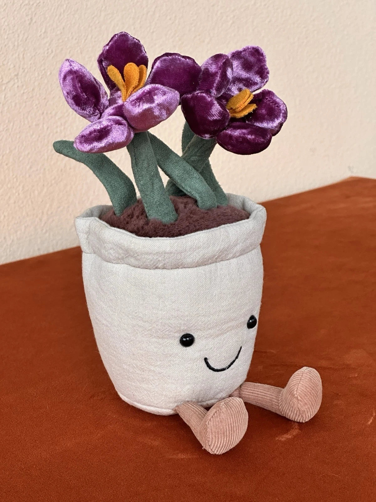 Jellycat Amuseables Crocus BNWOT Plant In Pot Rare Retired Purple Flowers Plush