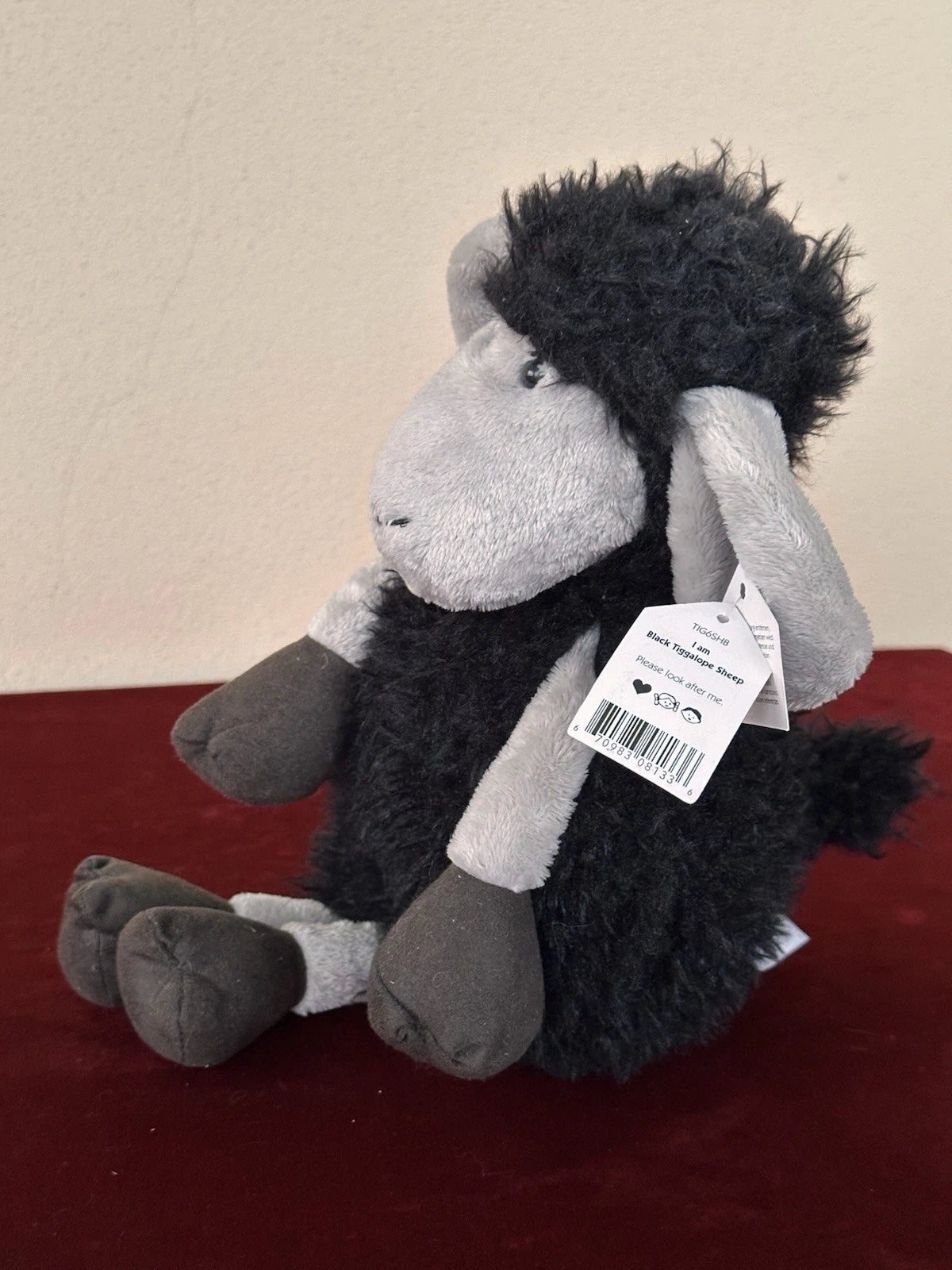 NUOVO Jellycat Tiggalope Pecora Nera Nuovo con etichette Ritirato Giocattolo Morbido Raro Peluche Agnello cm36