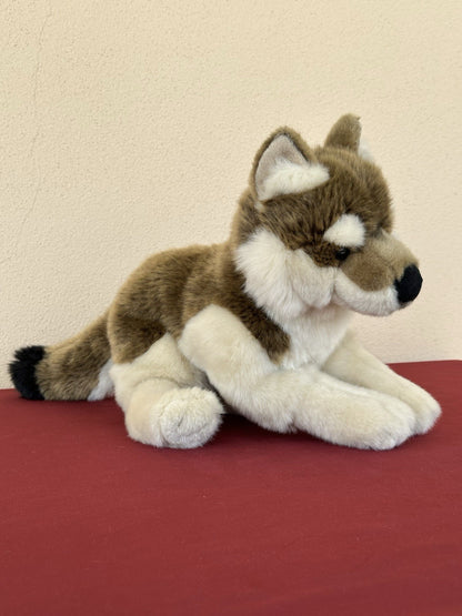 Lupo zingaro nuovo senza etichette animale selvatico bosco raro peluche giocattolo morbido ritirato made in France-
