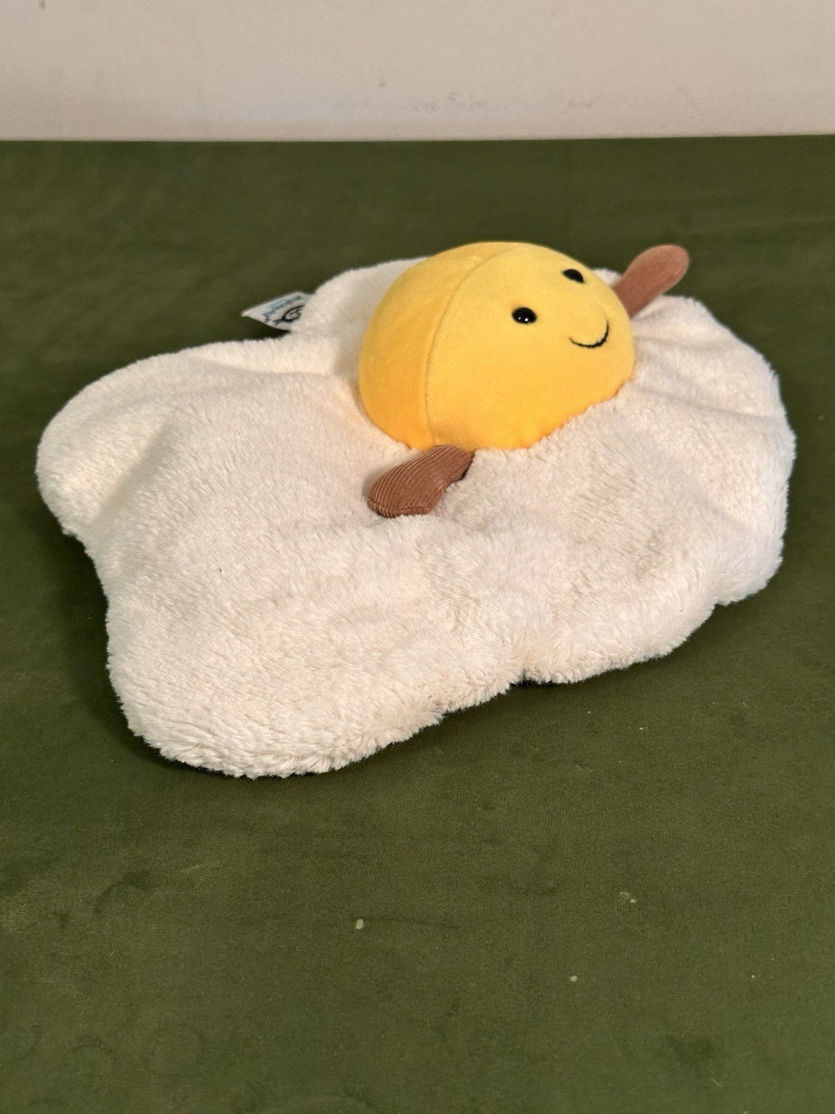 Peluche giocattolo morbido Jellycat divertente uovo fritto nuovo senza etichette raro ritirato da collezione-