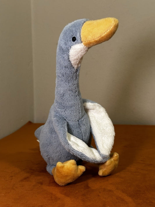 Peluche Jellycat Daisy Runner Duck nuovo senza etichette blu chiaro oca media raro uccellino in pensione-