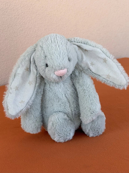 Jellycat Small Bashful Sparklet Bunny Sage Green with Silver Stars Rabbit