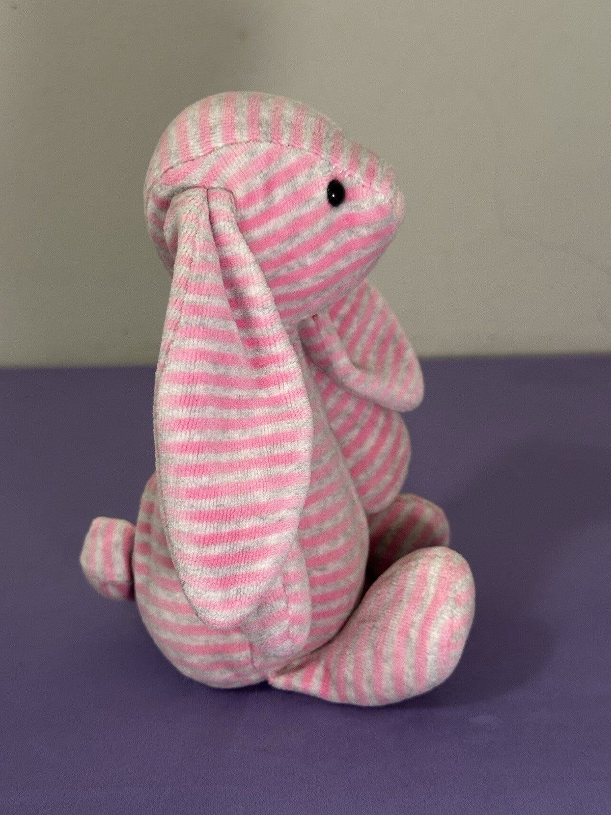 Jellycat Edizione Speciale Bonnie Bashful Bunny Raro Ritirato Rigato Rosa Grigio-