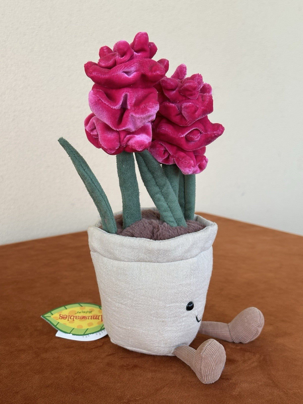 NUOVA pianta di giacinto Jellycat divertente nuova con etichette ritirata rara fiori rosa caldo peluche-