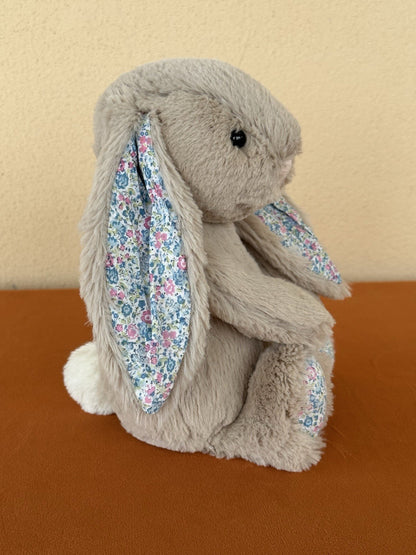 Jellycat Medium Bashful Beige Blue Blossom Bunny BNWOT Rare Retired Rabbit Plush
