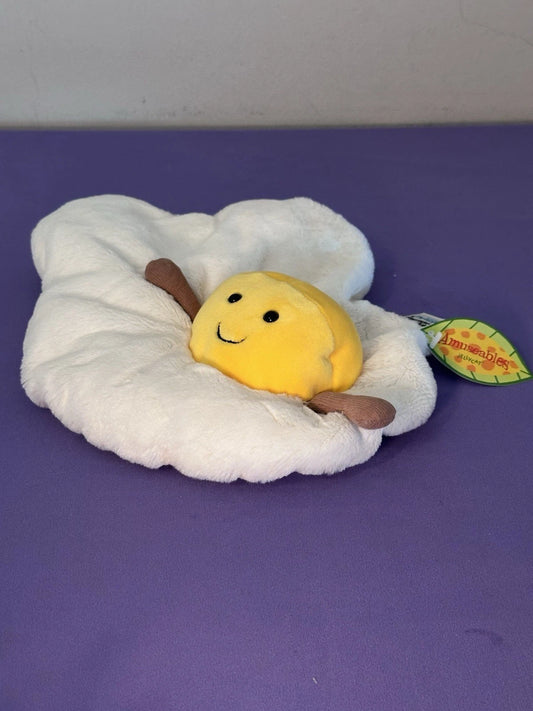NUOVO Jellycat Amuseable Fried Egg nuovo con etichette raro peluche giocattolo morbido da collezione ritirato