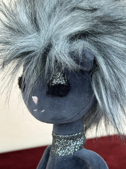 Peluche Jellycat Swellegant Gattino Gatto Giocattolo Morbido Scintillante Grigio Scuro Vellutato Ritirato