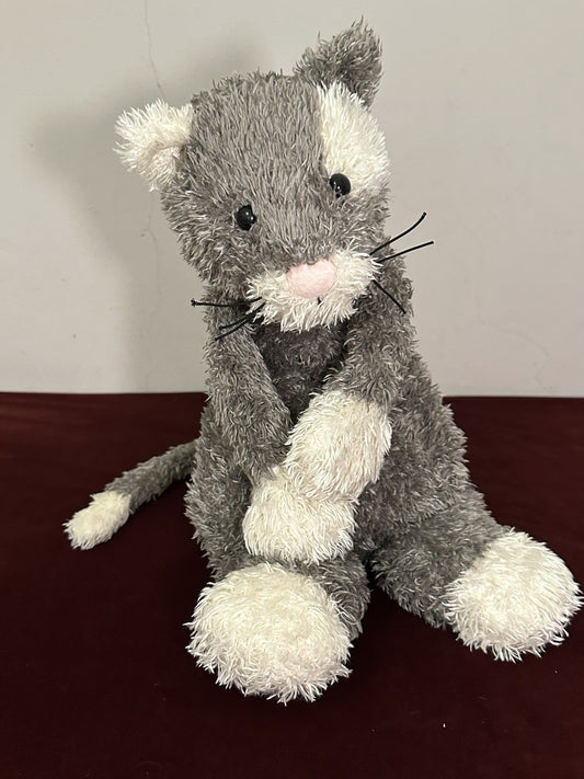 Jellycat Bunglie Grigio Crema Patch Gatto Raro Vintage Gattino Ritirato Giocattolo Morbido 15"-